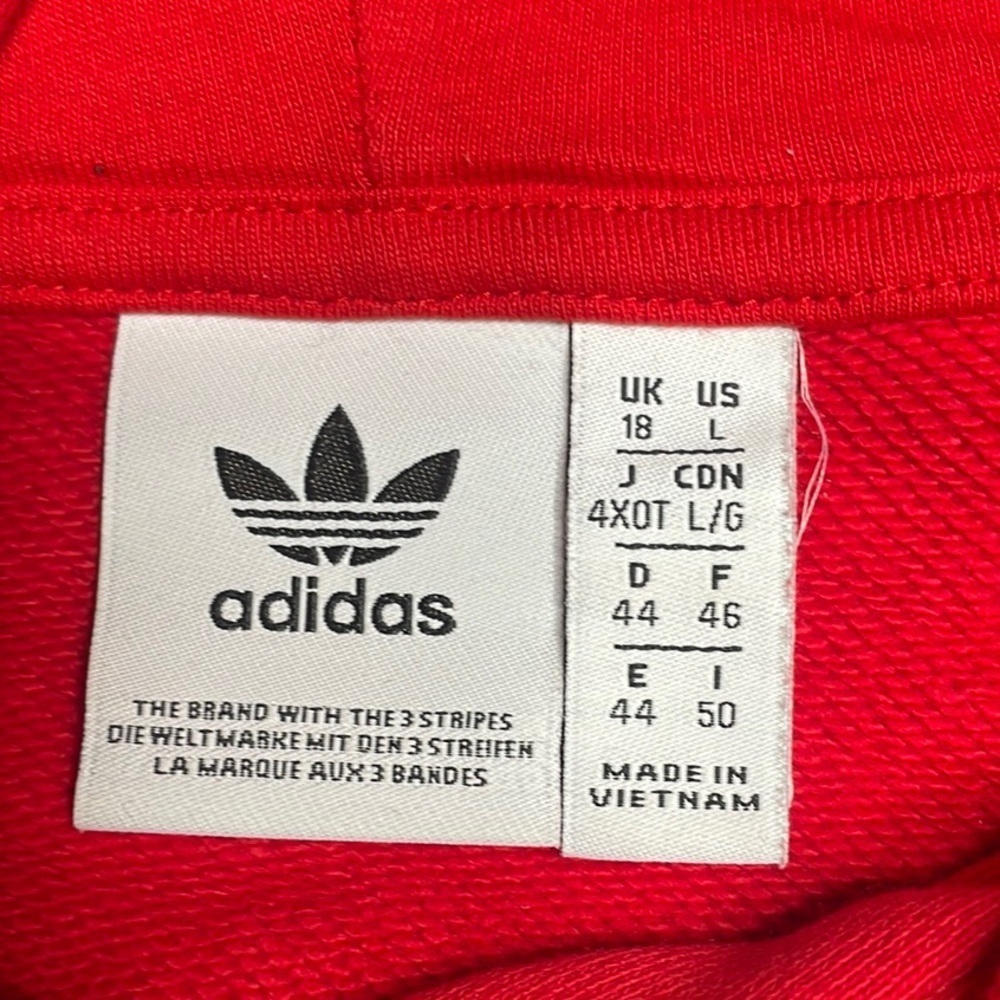 Adidas Red Hoodie with Classic 3 Stripes - Picture 7 of 8